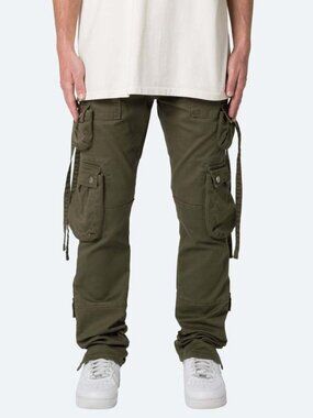 MNML D152 Cargo Straight Denim Pants Relaxed Fit Mens 30 Olive Green NWT